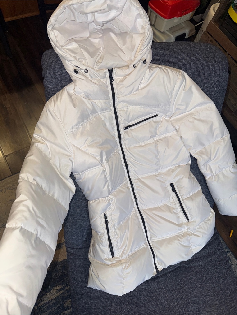 Marc New York White Puffer Hooded Coat